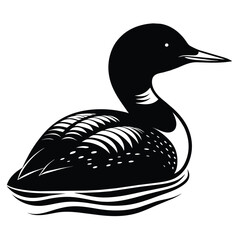 Loon black silhouette an white background