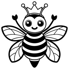 A vibrant and cheerful illustration featuring a kawaii style bee