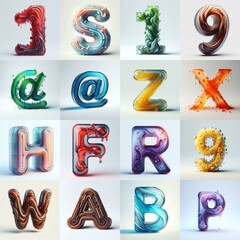 glass 3D Lettering Typeface. AI generated illustration