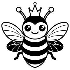 A vibrant and cheerful illustration featuring a kawaii style bee