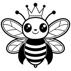 A vibrant and cheerful illustration featuring a kawaii style bee