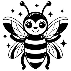 A vibrant and cheerful illustration featuring a kawaii style bee