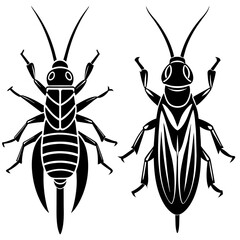 Cricket insect icon vector silhouette