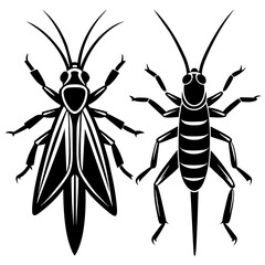 Cricket insect icon vector silhouette