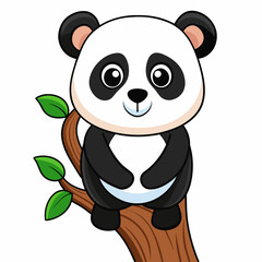 Cute panda on the tree vector illustration an white background