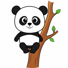 Cute panda on the tree vector illustration an white background