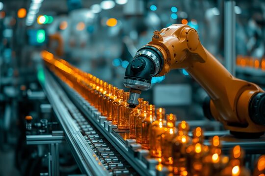 Industrial robots in production automate labor processes, increase productivity, accuracy and safety of work