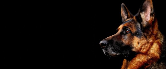 A German Shepherd Sits Serenely, Its Fur Illuminated By Soft Light, Exuding A Sense Of Calm And Grace, Background