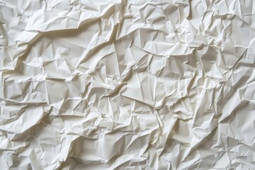 Obraz premium Detailed view of a white paper with deep wrinkles and creases, close-up shot, A crumpled paper texture with deep wrinkles and uneven bumps