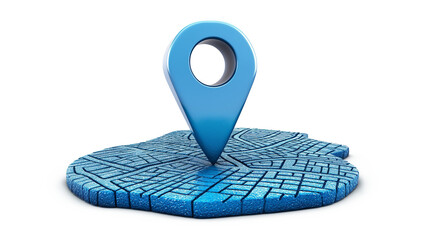 Blue map pointer isolated on a transparent background