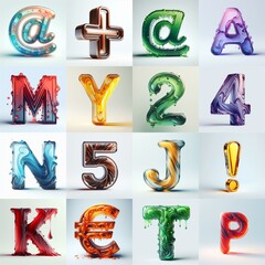 glass 3D Lettering Typeface. AI generated illustration
