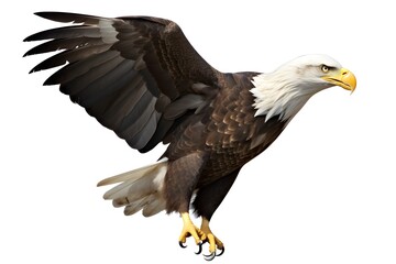 Image of an eagle is spreading its wings and flying. Birds. Wildlife Animals. Illustration, Generative AI.
