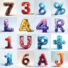 glass 3D Lettering Typeface. AI generated illustration