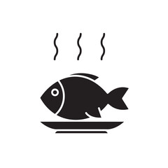 Frying fish icon design, isolated on white background, vector illustration