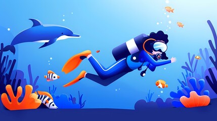 Scuba Diving Adventure with Playful Marine Life