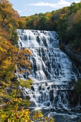 Falls: A Breathtaking Waterfall Amidst the Beauty of Nature's River and Forest Landscape