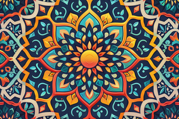 Blue and Yellow Floral Design With Multiple Colors