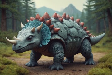 Cretaceous Majesty: A Dinosaur's Reign in a CGI Forest