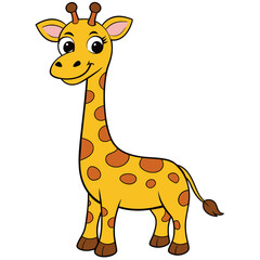 American Giraffe  Cartoon Vector Illustration