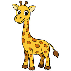 American Giraffe  Cartoon Vector Illustration