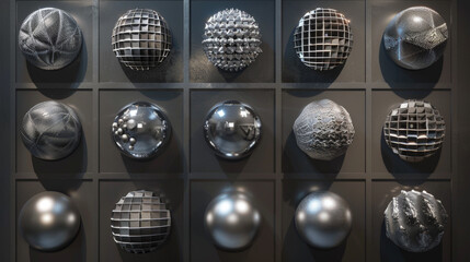 Spherical Silver Grid: Futuristic Metallic Array. Generative AI