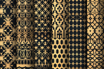 Assorted Patterns on Black Background