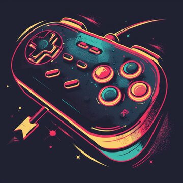 Gaming Controller D-Pad Illustration with Arrow Joystick for Video Games
