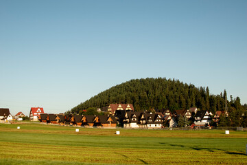 szaflary, widok, krajobraz, niebo, wieś, domy © Iwona
