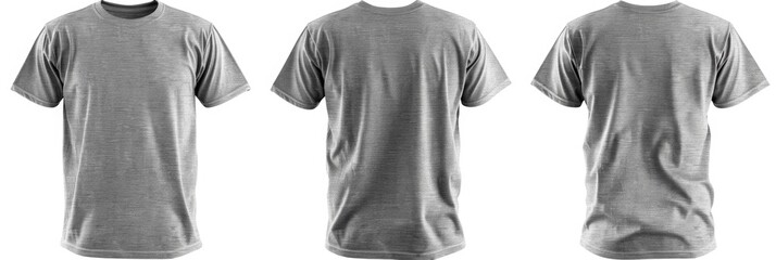Heather Grey T Shirt Bundle Pack - Adult Apparel with Three Styles of Blank Casual Attire. Isolated © Olena
