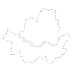 Fototapeta premium Seoul outline map. administrative map of the South Korean Seoul City