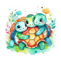 Watercolor sea turtle. illustration for greeting cards, invitations and other printing and web projects