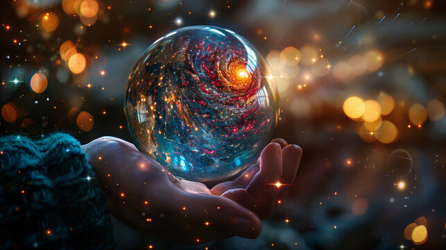 Magic crystal ball with a galaxy inside