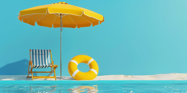 A life preserver and another one resting on the edge of a pool, illustrating safety measures for summer vacation and travel