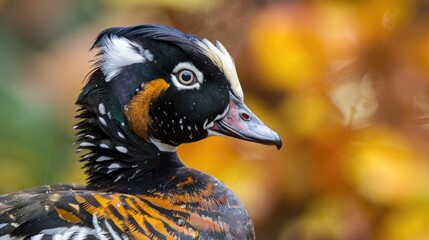 Harlequin Duck - Beautiful Pigeon-Like Animal with Striking Beak in Nature. Perfect for Wildlife