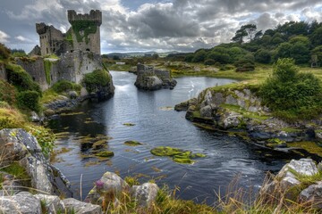 Castle - Captivating View of a Majestic Castle on the Rocky Coast