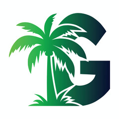 Palm Tree and Letter G Logo Icon Vector Design.