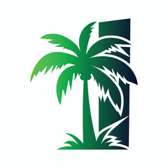 Palm Tree and Letter I Logo Icon Vector Design.