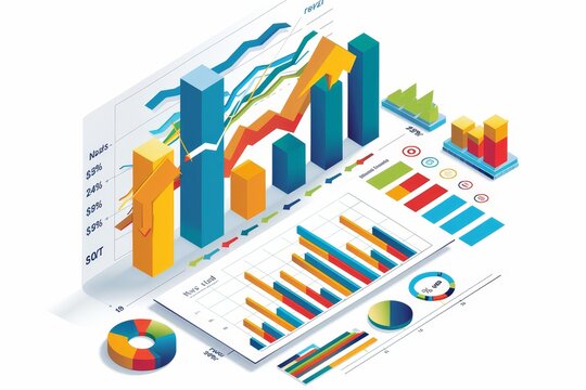 Assorted Diagrams and Graphs on White Background, A detailed visual representation of financial projections and revenue forecasts for a new business venture