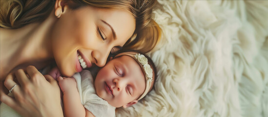 A woman lovingly holds a newborn baby in her arms, showcasing the bond between mother and child.