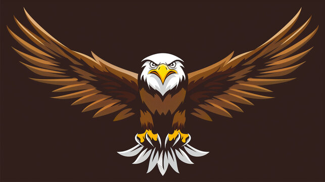 A strong and majestic eagle mascot logo, with wings spread wide and eyes focused ahead, embodying freedom and determination, Mascot Logo, Animals