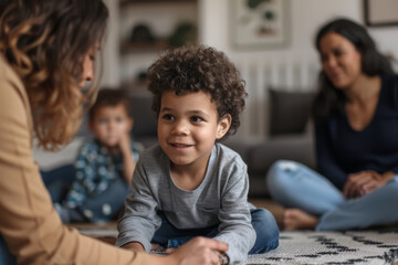 Warm Family Support Group Meeting for Parents and Children with Autism