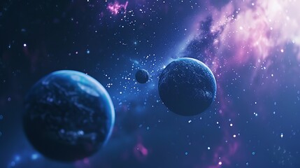 Abstract planets, sun, and space background. national asteroid day