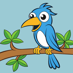 toucan sitting on a branch  logo icons vector illustration