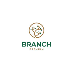 Tree branch leaf logo design template vector illustration idea