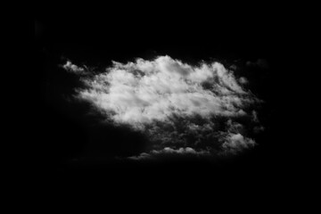 White cloud on a black isolated background in high resolution