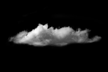 Fluffy cloud isolated on black background, high resolution