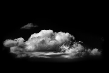 Fluffy Dramatic Cloud on isolated black overlay, huge resolution