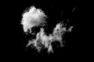 White clouds, Fluffy texture , Abstract, isolated on black background