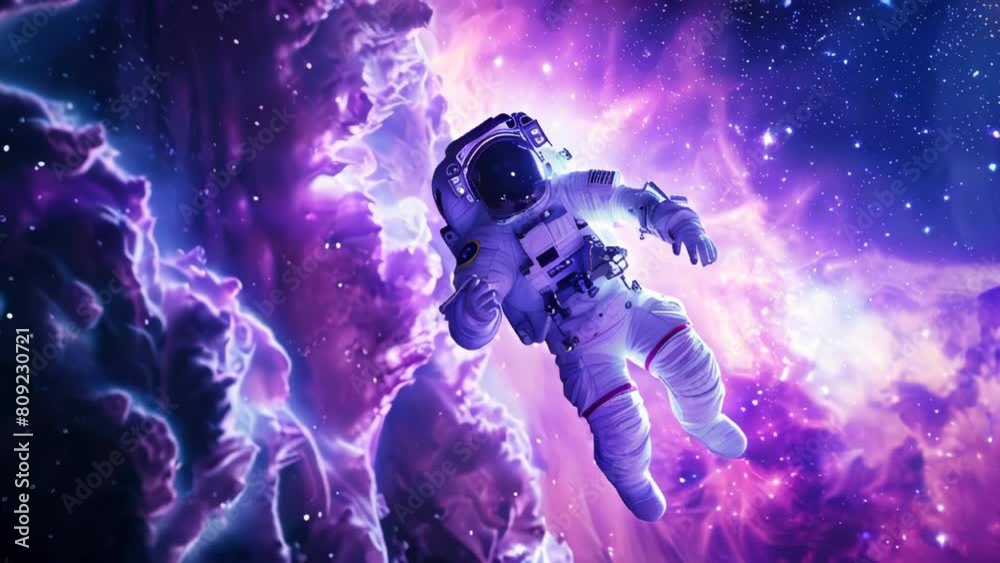 Wall mural an astronaut floating in space against a stunning cosmic background