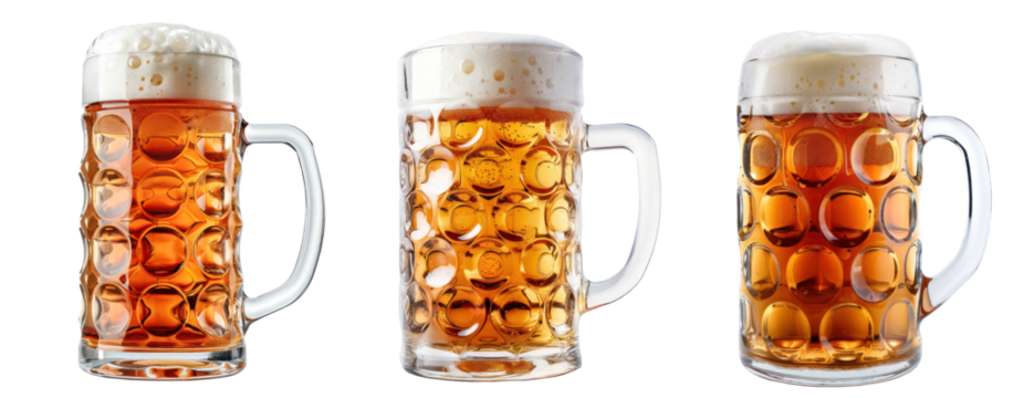 A stein of beer, Maß Bier, Beer mug, glass, Oktoberfest, German beer, transparent or isolated on white background